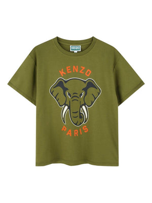 T-shirt per bambino Kenzo Kids verde con stampa grafica