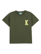 T-shirt per bambino Kenzo Kids verde con stampa logo sul retro - Rubino Kids