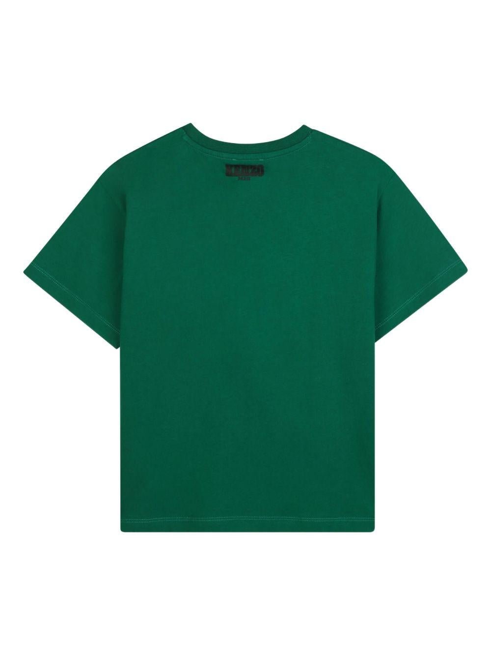 T-shirt per bambino Kenzo Kids verde con stampa Tiger - Rubino Kids