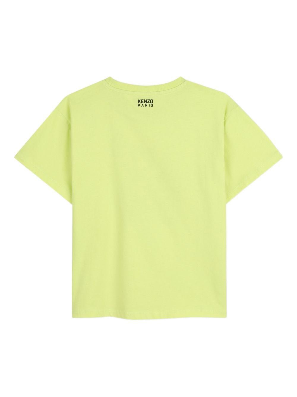 T-shirt per bambino Kenzo Kids verde lime con dettaglio sul davanti - Rubino Kids