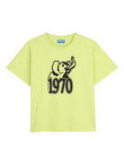 T-shirt per bambino Kenzo Kids verde lime con dettaglio sul davanti - Rubino Kids