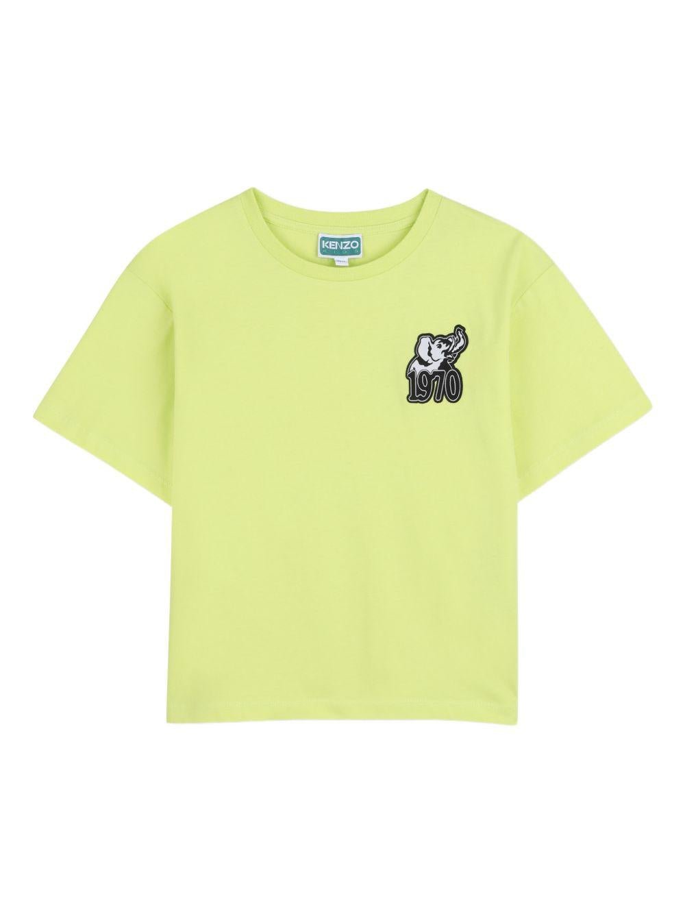 T-shirt per bambino Kenzo Kids verde lime con dettaglio sul petto - Rubino Kids