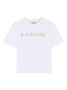 T-shirt per bambino Lanvin Enfant bianca con logo ricamato - Rubino Kids
