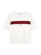 T-shirt per bambino Lanvin Enfant bianco con logo sul davanti - Rubino Kids