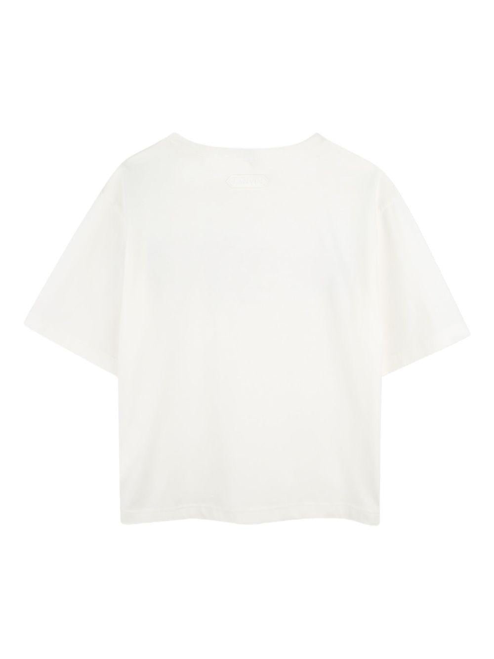T-shirt per bambino Lanvin Enfant bianco con logo sul davanti - Rubino Kids