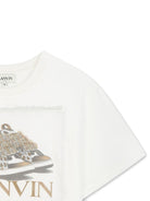 T-shirt per bambino Lanvin Enfant bianco con stampa logo sul davanti - Rubino Kids