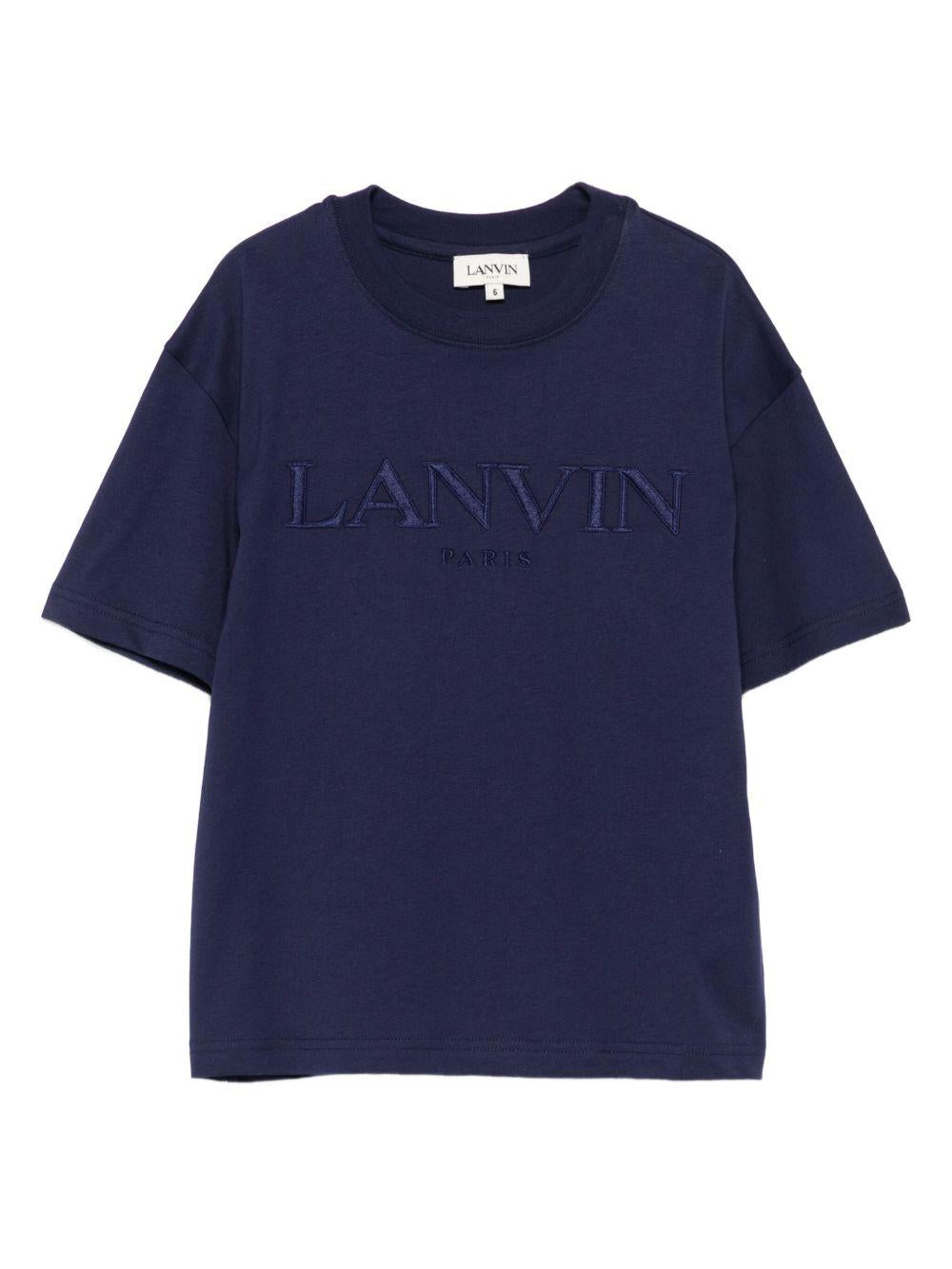 T-shirt per bambino Lanvin Enfant blu con logo sul davanti - Rubino Kids