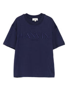 T-shirt per bambino Lanvin Enfant blu con logo sul davanti - Rubino Kids