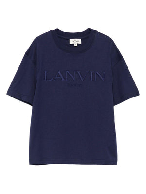 T-shirt per bambino Lanvin Enfant blu con logo sul davanti