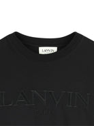 T-shirt per bambino Lanvin Enfant nero con logo ricamato - Rubino Kids