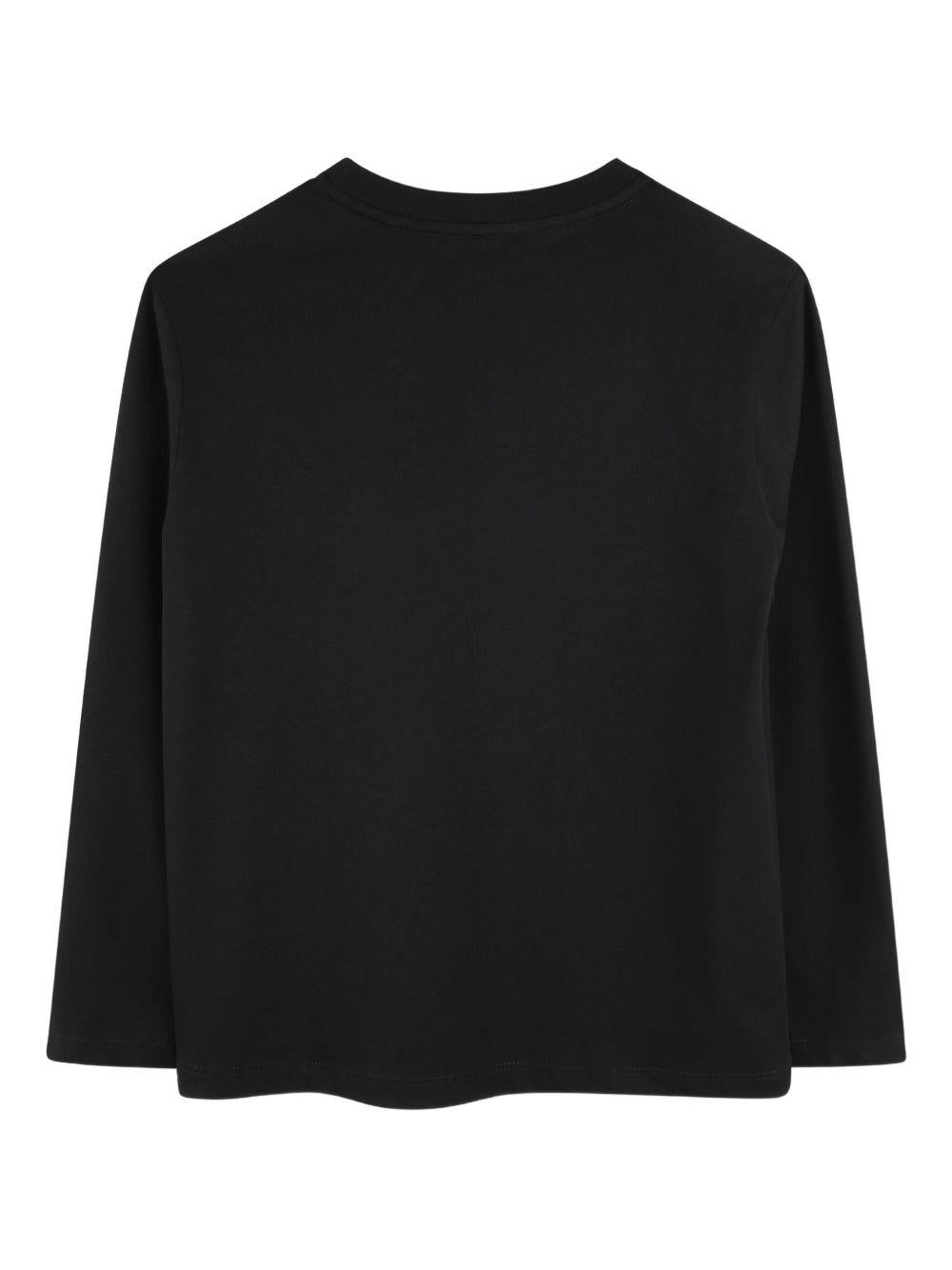 T-shirt per bambino Lanvin Enfant nero con logo ricamato - Rubino Kids