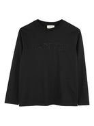 T-shirt per bambino Lanvin Enfant nero con logo ricamato - Rubino Kids