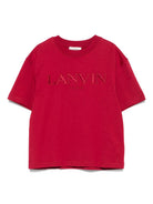 T-shirt per bambino Lanvin Enfant rosso con logo ricamato - Rubino Kids