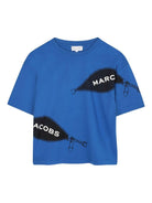 T-shirt per bambino Marc Jacobs Kids blu con stampa logo sul davanti - Rubino Kids