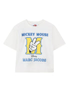 T-shirt per bambino Marc Jacobs Kids x Disney Mickey Mouse bianca con stampa con logo frontale - Rubino Kids