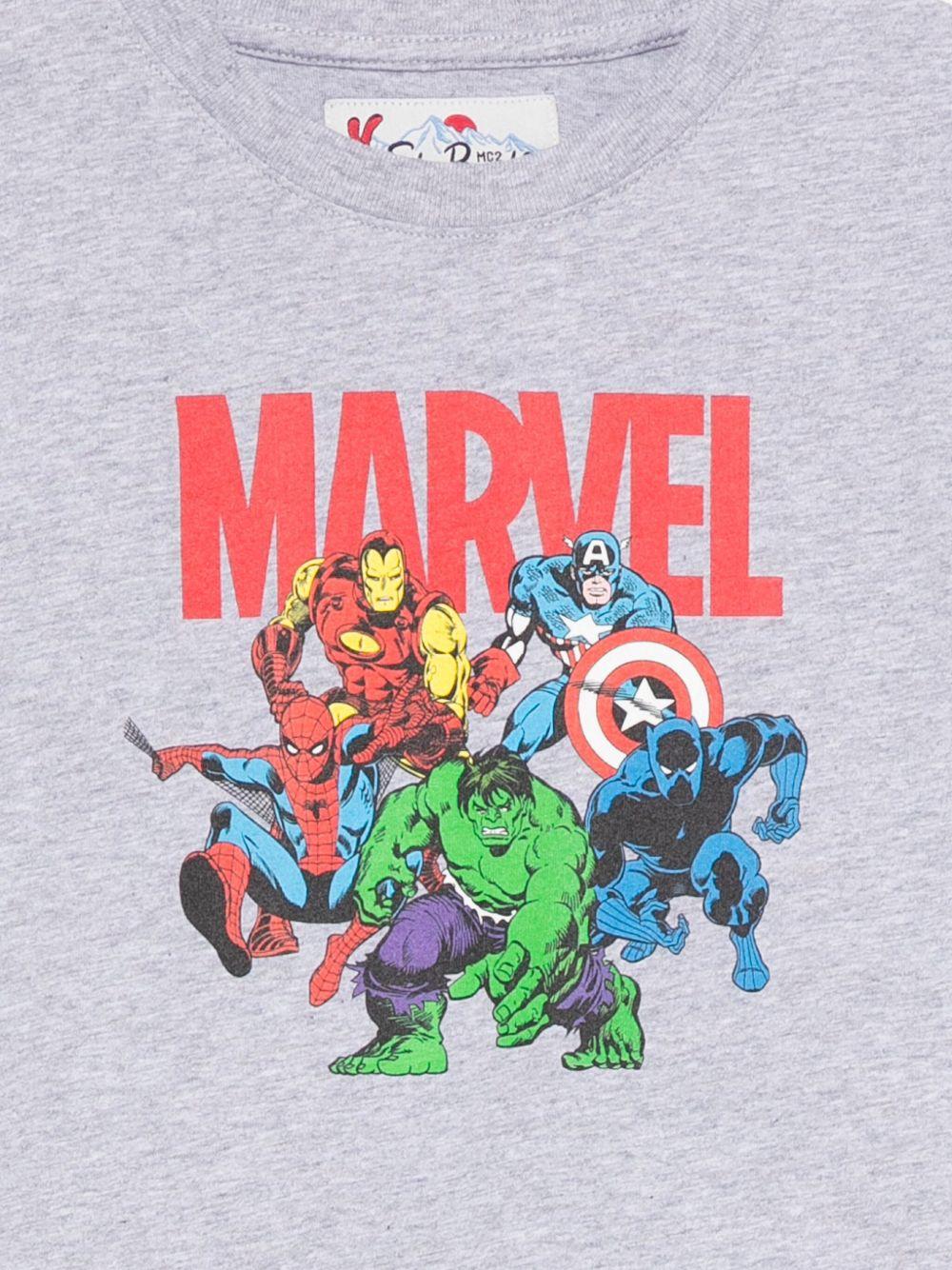 T-shirt per bambino MC2 Saint Barth Kids x Marvel grigio con stampa Avengers - Rubino Kids