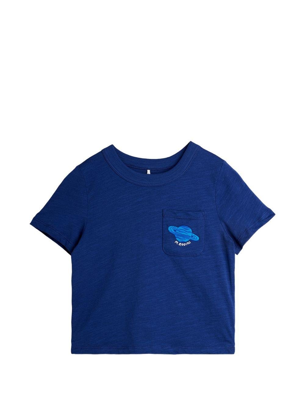 T-shirt per bambino Mini Rodini blu con ricamo pianeta - Rubino Kids