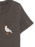 T-shirt per bambino Mini Rodini nero con ricamo gabbiano - Rubino Kids