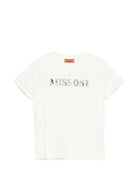 T-shirt per bambino Missoni Kids bianca con logo ricamato - Rubino Kids