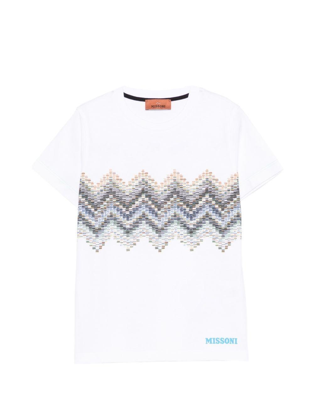 T-shirt per bambino Missoni Kids bianca con stampa grafica - Rubino Kids