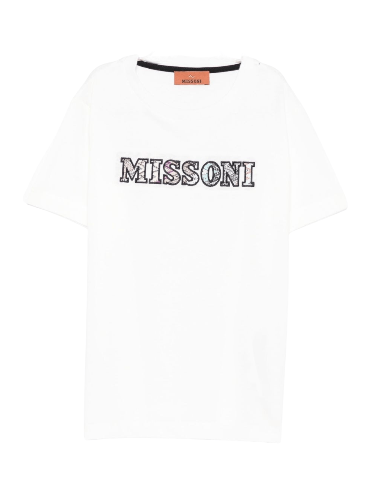 T-shirt per bambino Missoni Kids bianco con logo ricamato - Rubino Kids