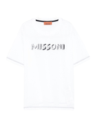 T-shirt per bambino Missoni Kids bianco con logo ricamato - Rubino Kids