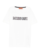 T-shirt per bambino Missoni Kids bianco con logo ricamato - Rubino Kids