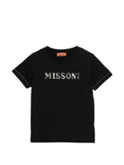 T-shirt per bambino Missoni Kids nera con logo sul davanti - Rubino Kids