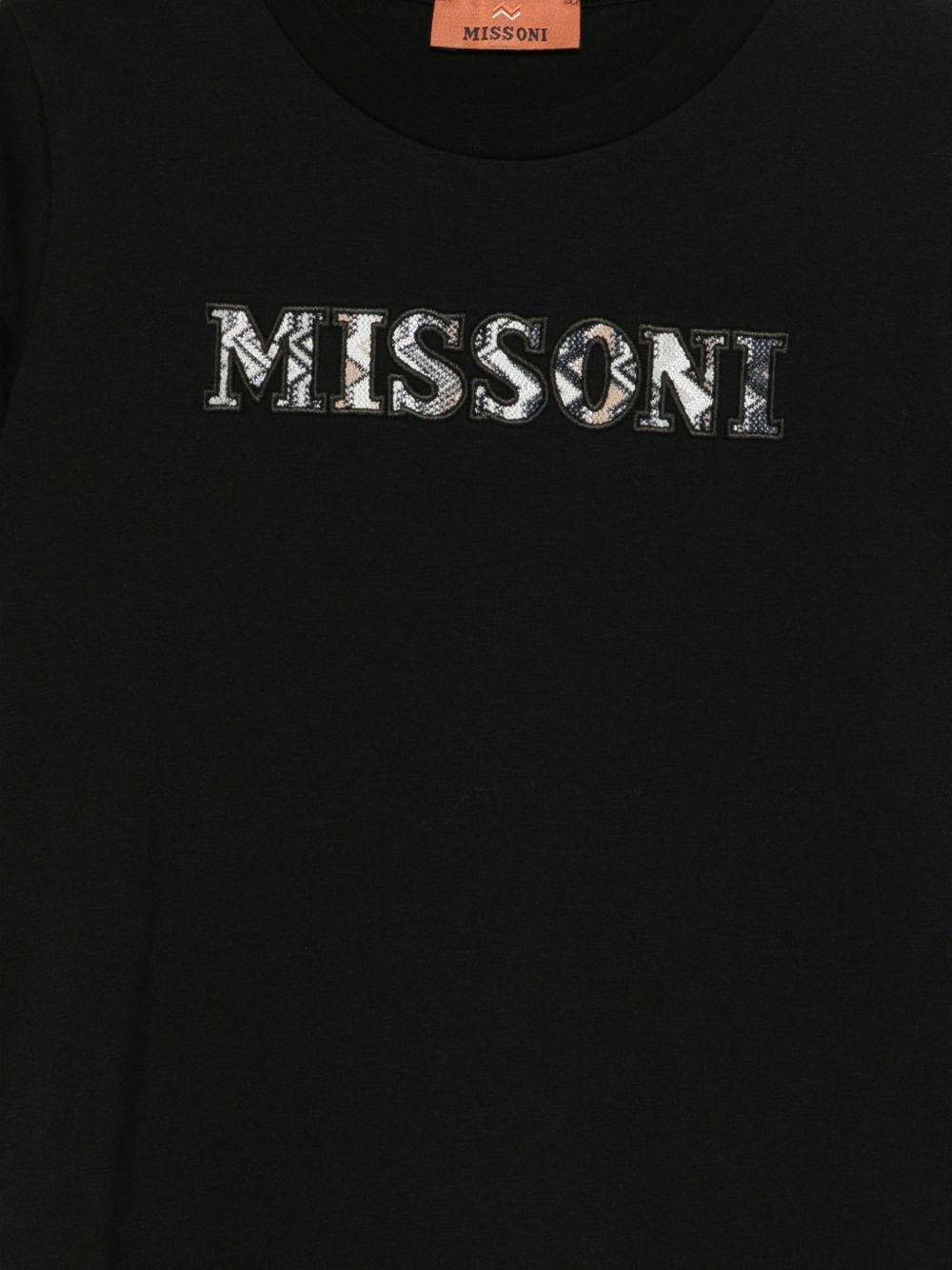 T-shirt per bambino Missoni Kids nera con logo sul davanti - Rubino Kids