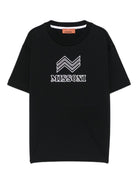 T-shirt per bambino Missoni Kids nero con logo zigzag - Rubino Kids