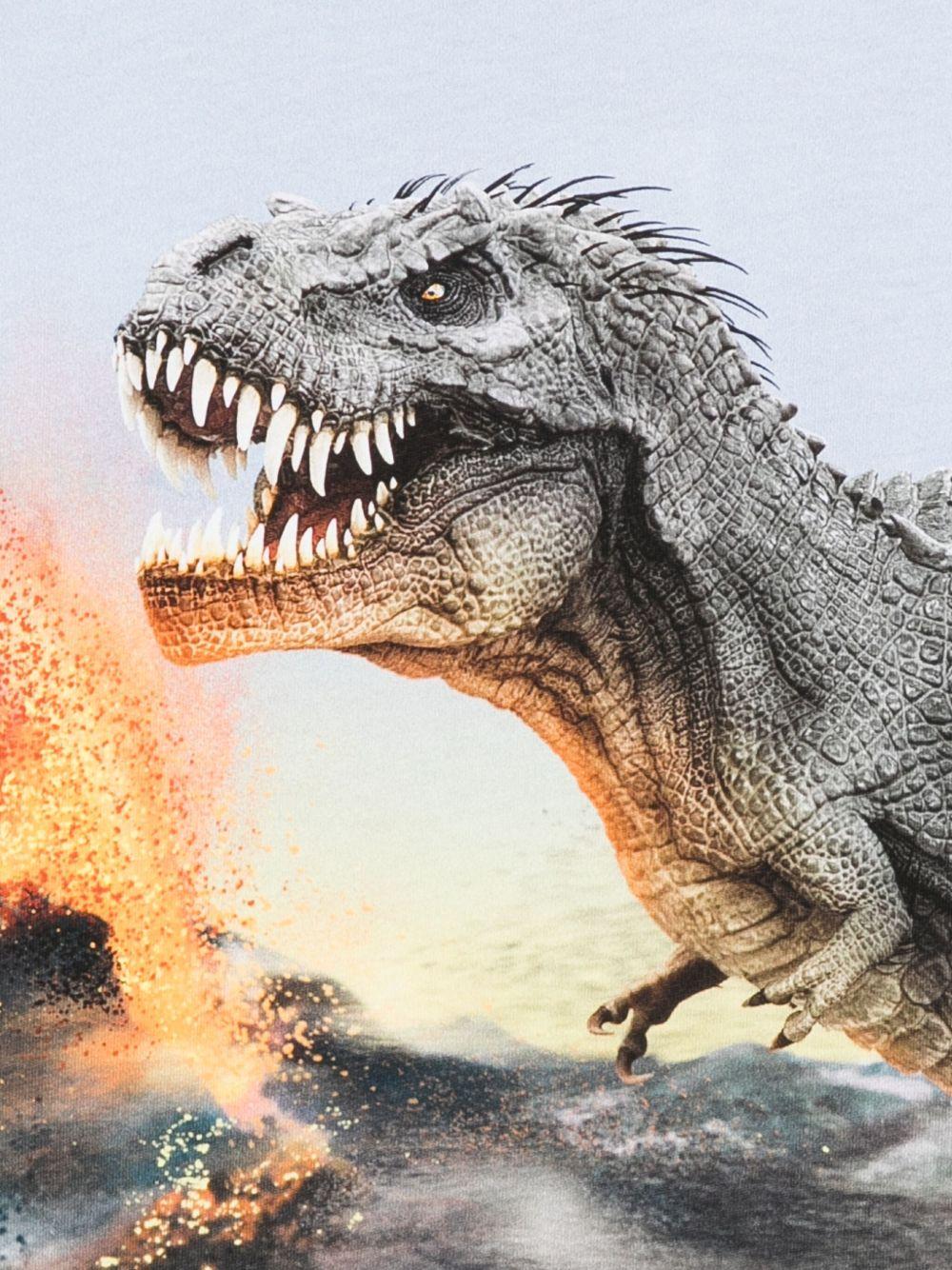 T-shirt per bambino Molo azzurra con stampa dinosauro e vulcano - Rubino Kids