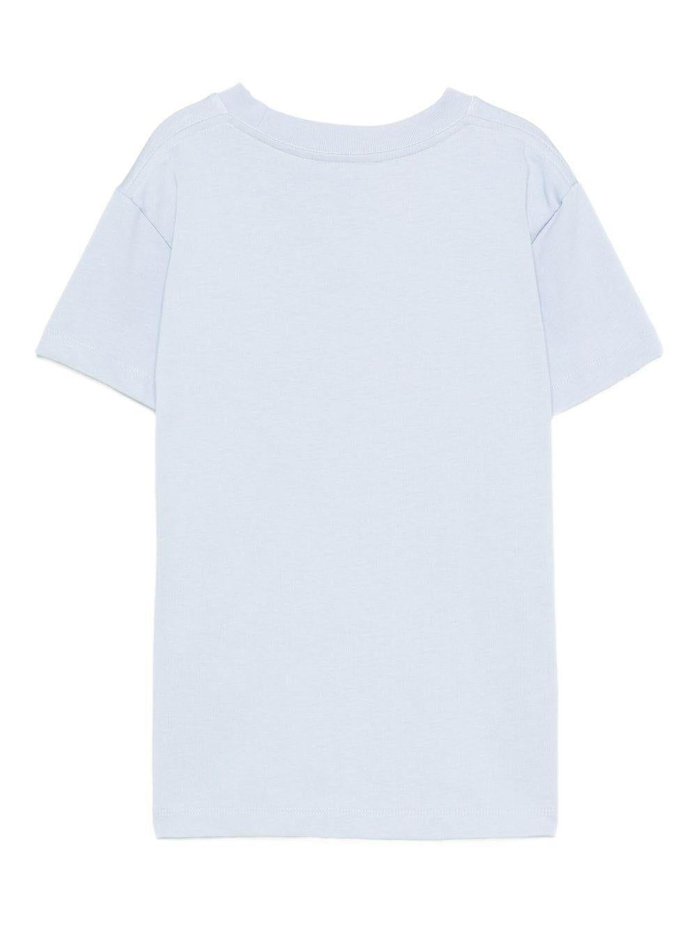 T-shirt per bambino Molo azzurra con stampa dinosauro e vulcano - Rubino Kids