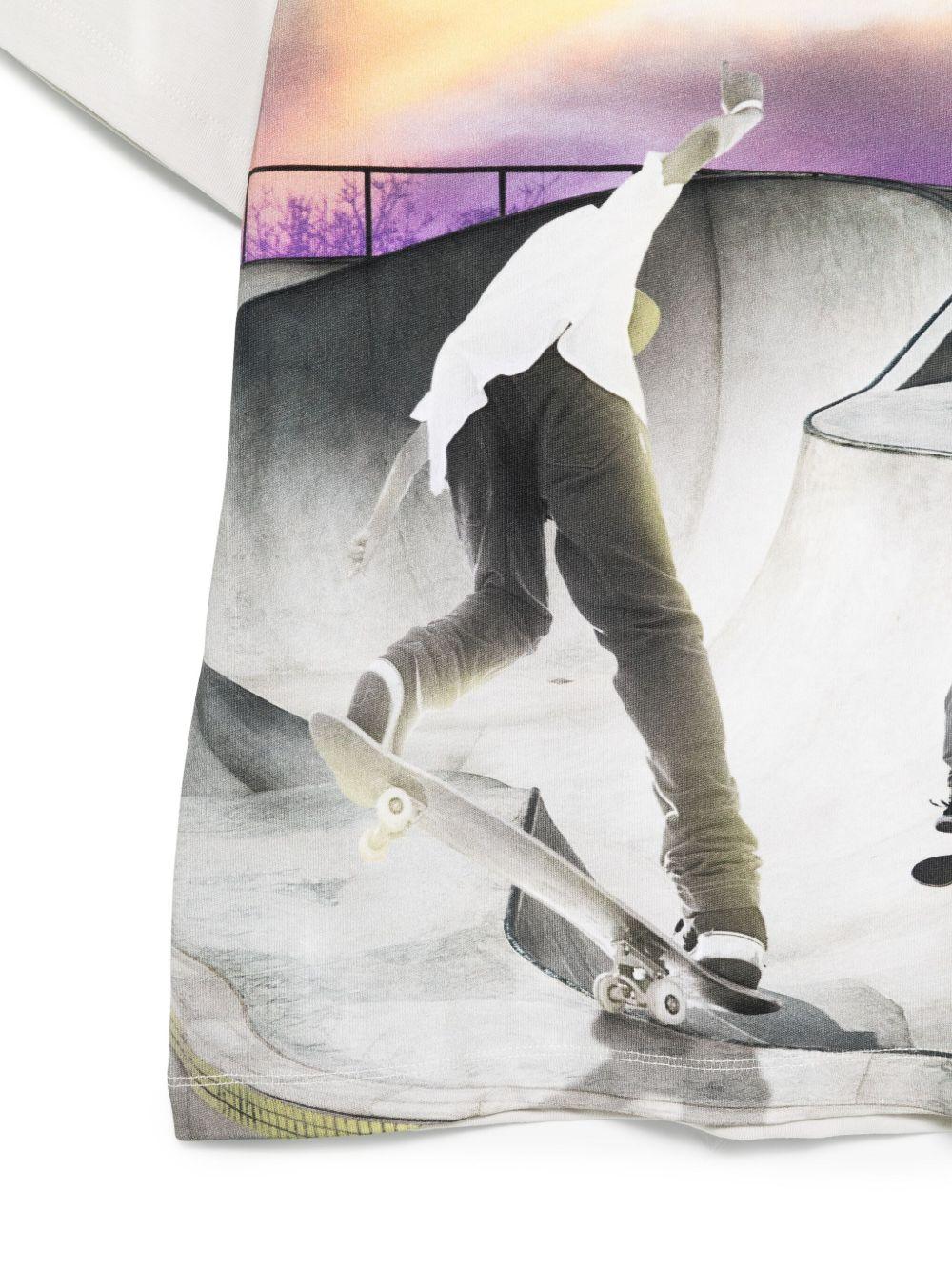 T-shirt per bambino Molo bianca con stampa skate e girocollo - Rubino Kids