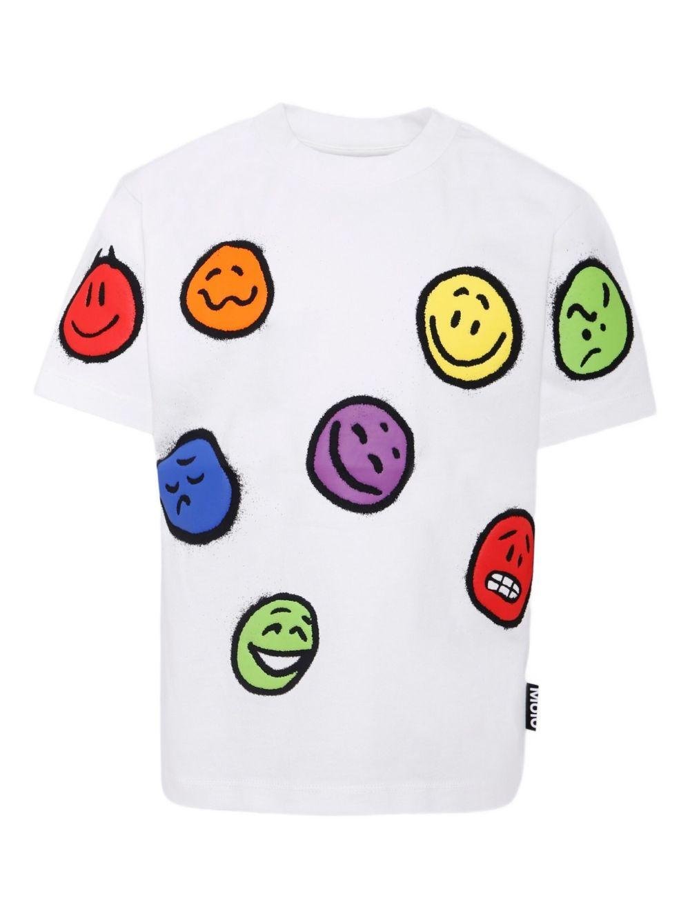 T-shirt per bambino Molo bianca Riley con stampa smiley multicolor - Rubino Kids