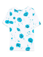 T-shirt per bambino Molo bianco Riley con stampa smiley e targhetta con logo - Rubino Kids