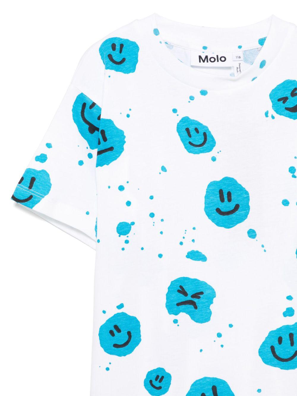T-shirt per bambino Molo bianco Riley con stampa smiley e targhetta con logo - Rubino Kids