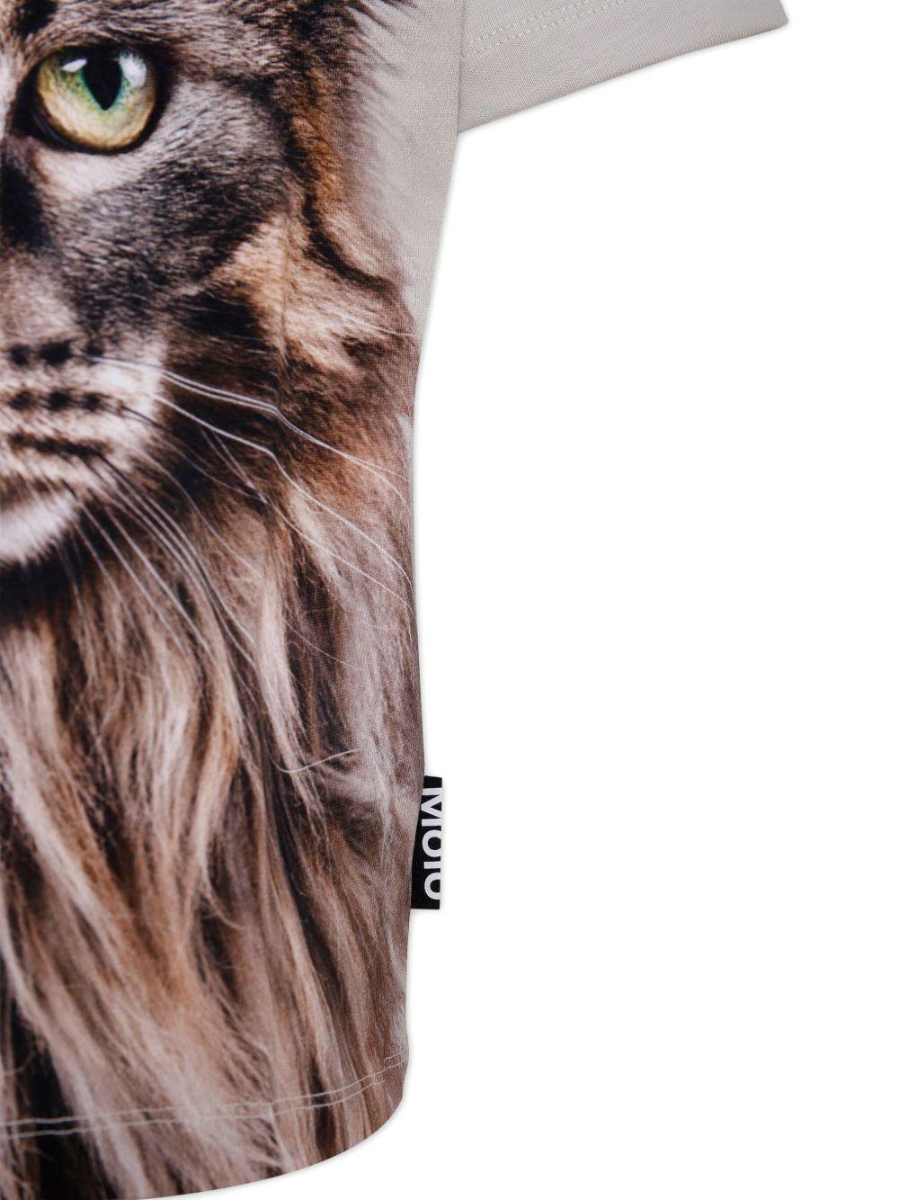 T-shirt per bambino Molo grigia Roxo con stampa fotografica gatto e targhetta con logo - Rubino Kids
