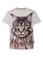 T-shirt per bambino Molo grigia Roxo con stampa fotografica gatto e targhetta con logo - Rubino Kids