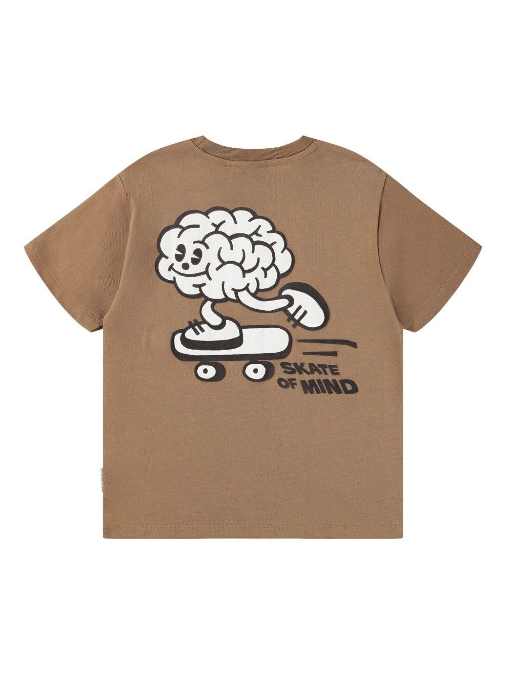 T-shirt per bambino Molo marrone con stampa grafica - Rubino Kids
