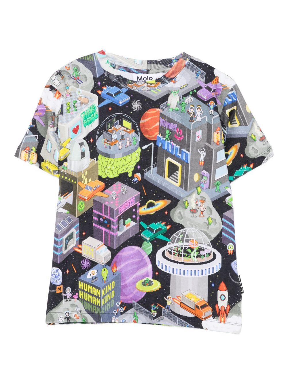 T-shirt per bambino Molo multicolore con stampa grafica - Rubino Kids