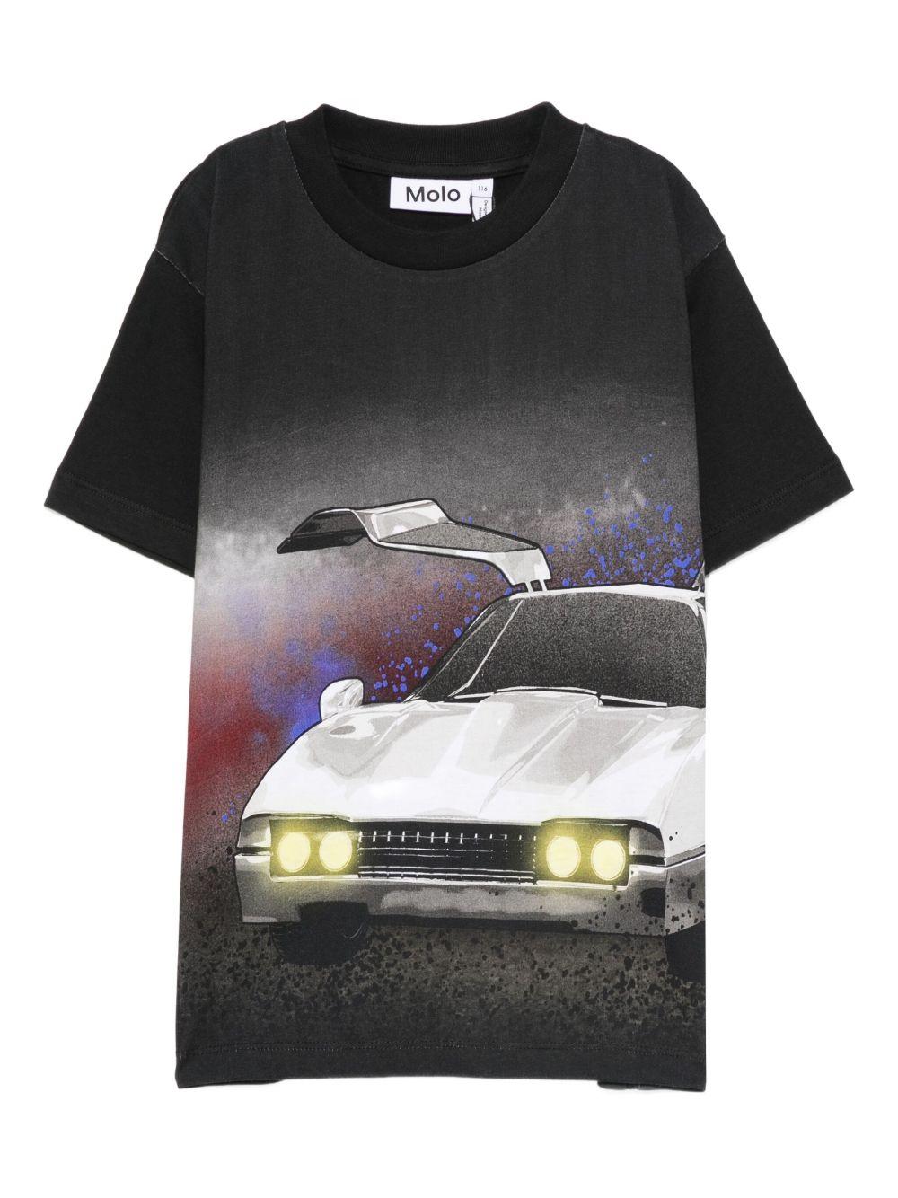 T-shirt per bambino Molo nera con stampa auto - Rubino Kids