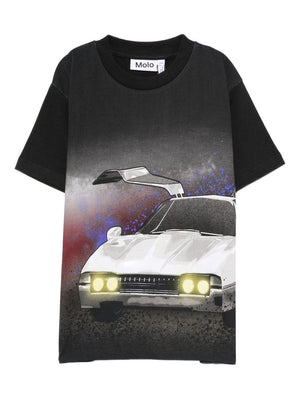 T-shirt per bambino Molo nera con stampa auto