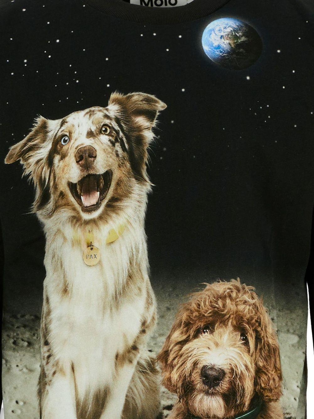 T-shirt per bambino Molo nera con stampa con due cagnolini - Rubino Kids