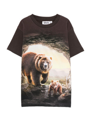 T-shirt per bambino Molo nera con stampa di orso