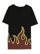 T-shirt per bambino Molo nera con stampa fiamma - Rubino Kids