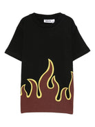 T-shirt per bambino Molo nera con stampa fiamma - Rubino Kids