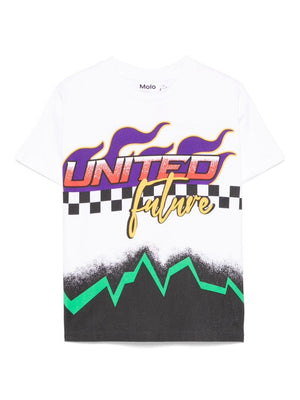 T-shirt per bambino Molo Rodney bianco con stampa grafica all-over