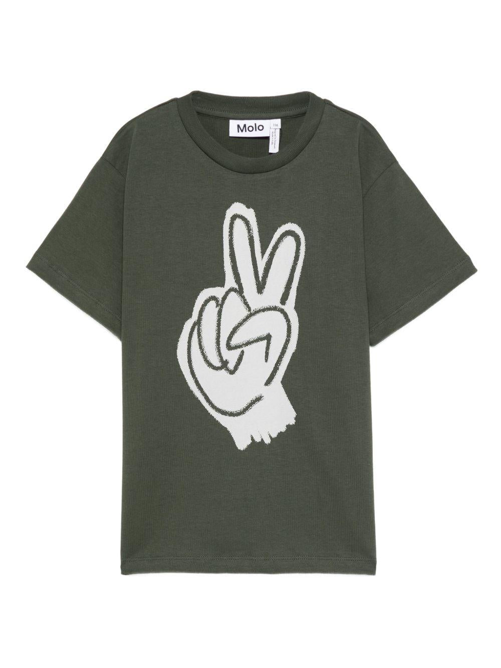 T-shirt per bambino Molo verde con simbolo della pace - Rubino Kids