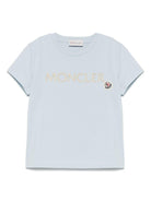 T-shirt per bambino Moncler Enfant azzurro in cotone con logo - Rubino Kids