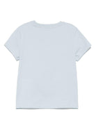 T-shirt per bambino Moncler Enfant azzurro in cotone con logo - Rubino Kids